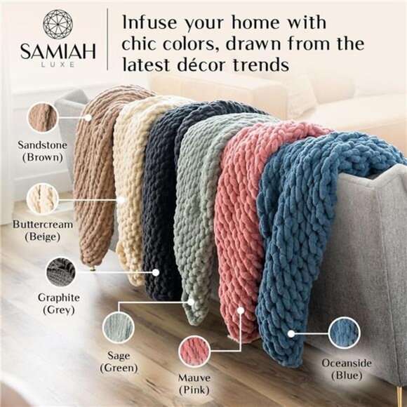 Chunky Knit Blanket Throw, Tan Brown Throw Blanket, Queen Chunky Blanket - Picture 5 of 7